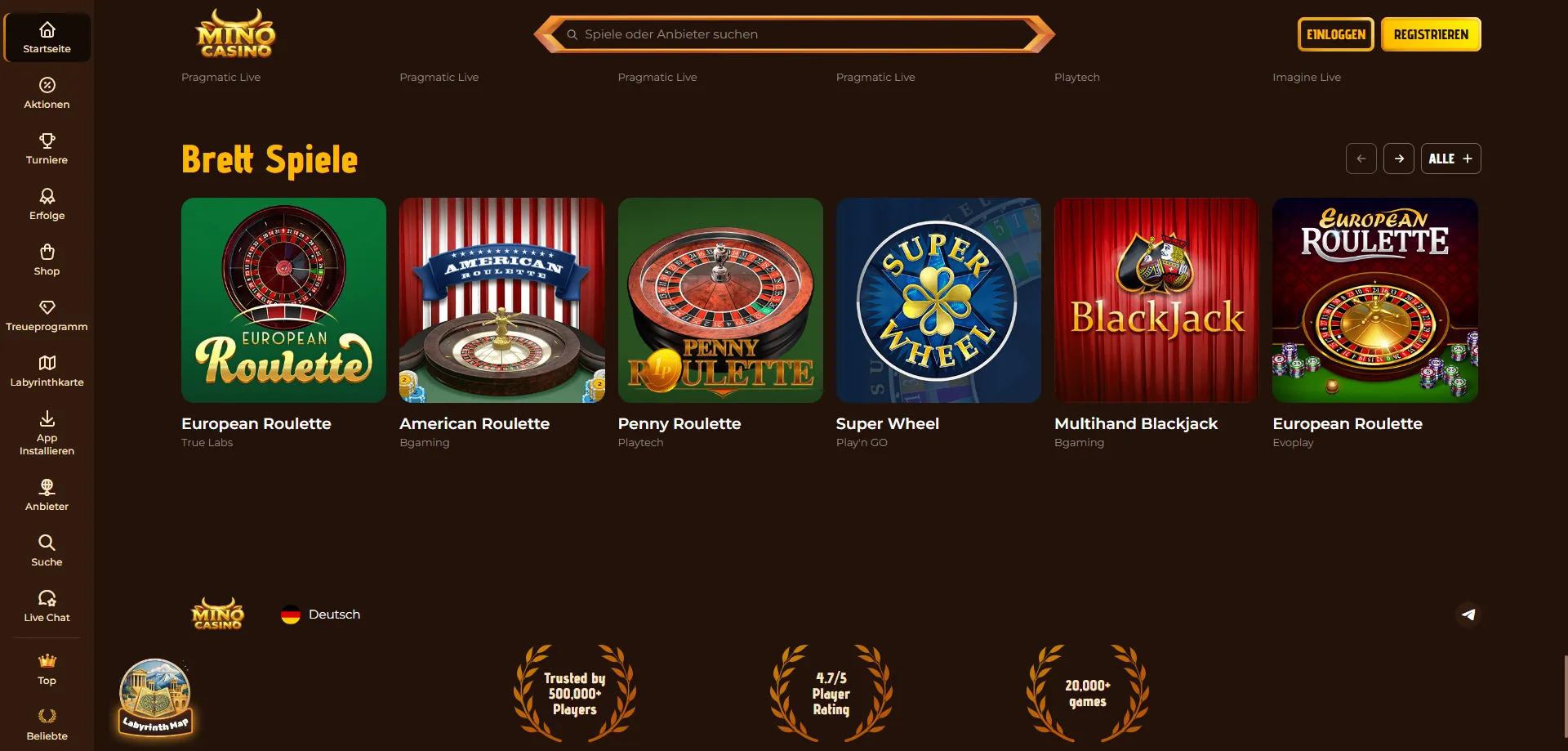 Mino Casino Live Casino 2026 – Echtzeit Spiele mit echten Dealern